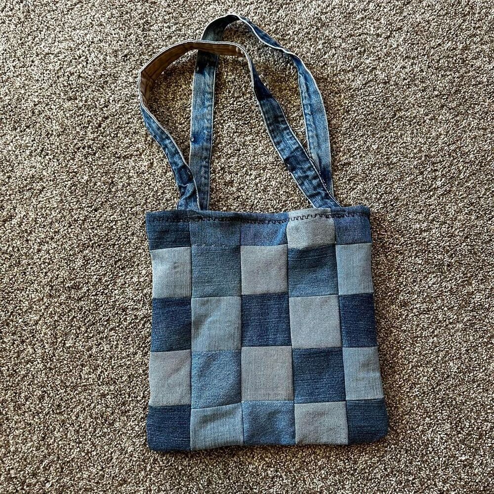 Handmade denim tote bag Women's Blue Bag